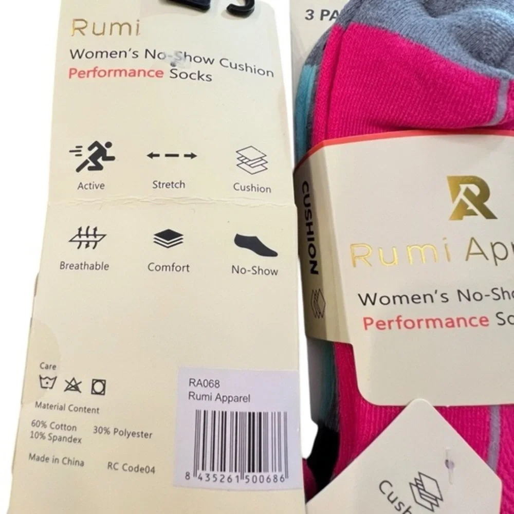 Women's No Show Socks 6 Pairs Sock Size 9-11 / Shoe Size‎ 5-11 Multicolor NWT